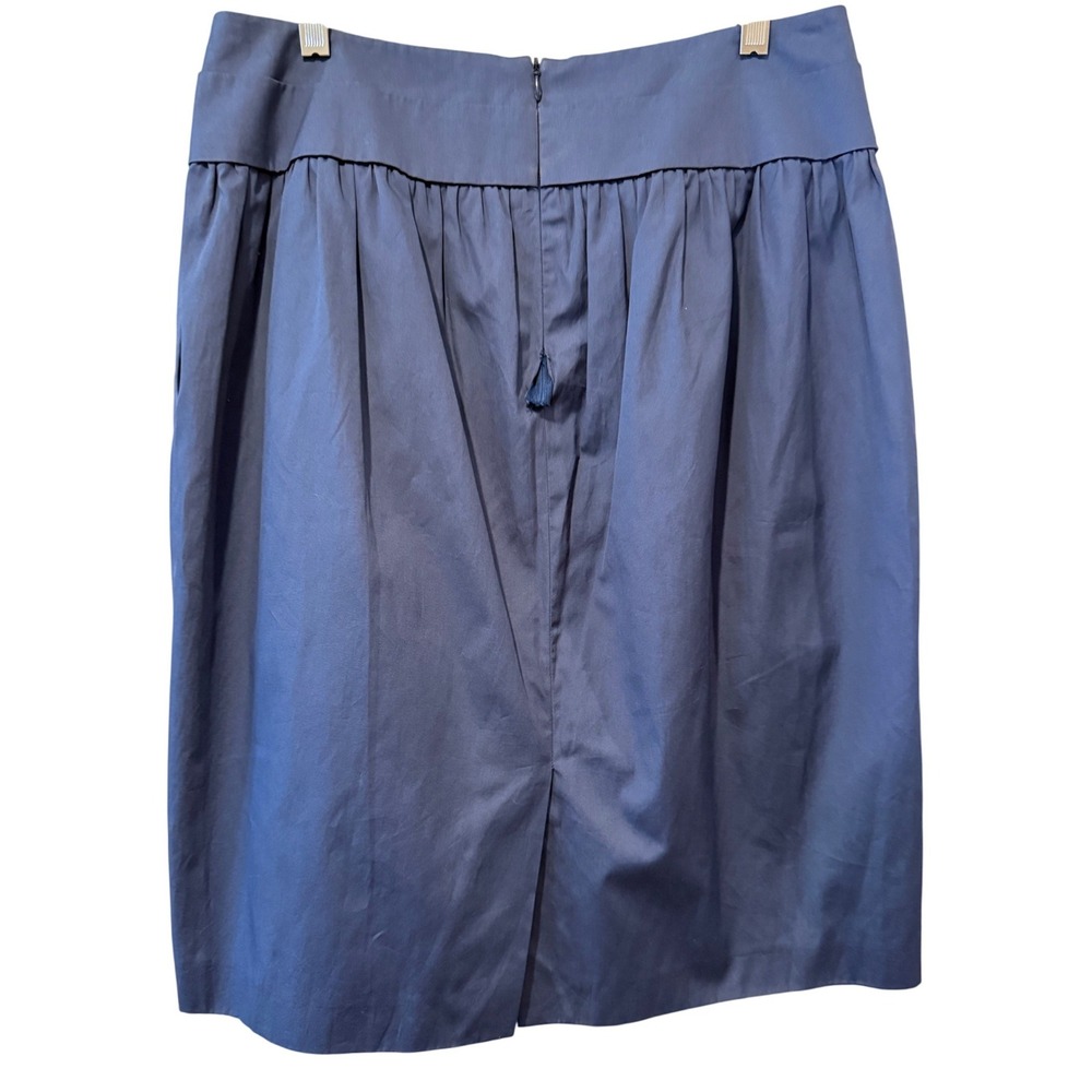 Barneys New York Blue Cotton Origami Pleated Skirt Size 8 Made in Italy Office - Picture 2 of 10